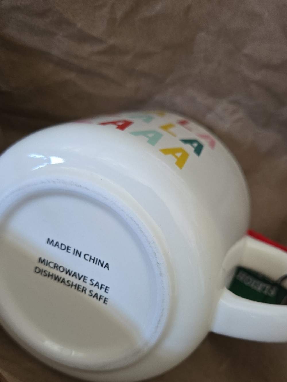 White 'FA LA LA' Holiday Ceramic Mug (Set/2) - Picture 2 of 3